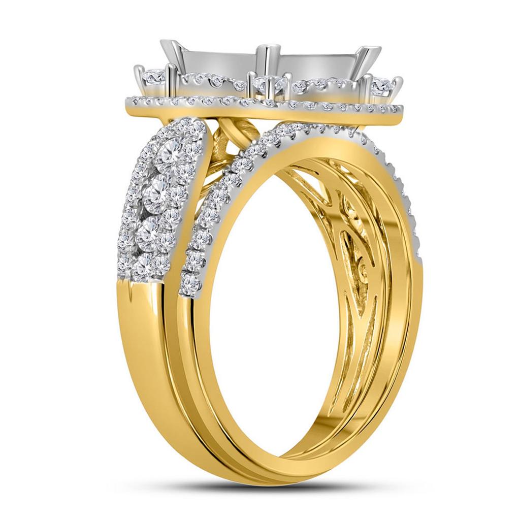 14k Yellow Gold Princess Diamond Bridal Wedding Ring Set 2 Cttw
