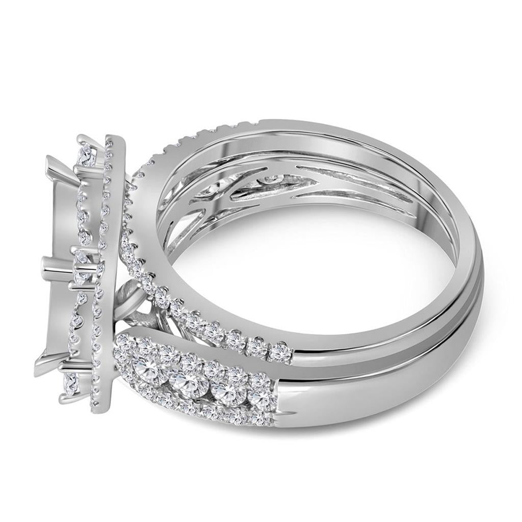 14k White Gold Princess Diamond Bridal Wedding Ring Set 2 Cttw