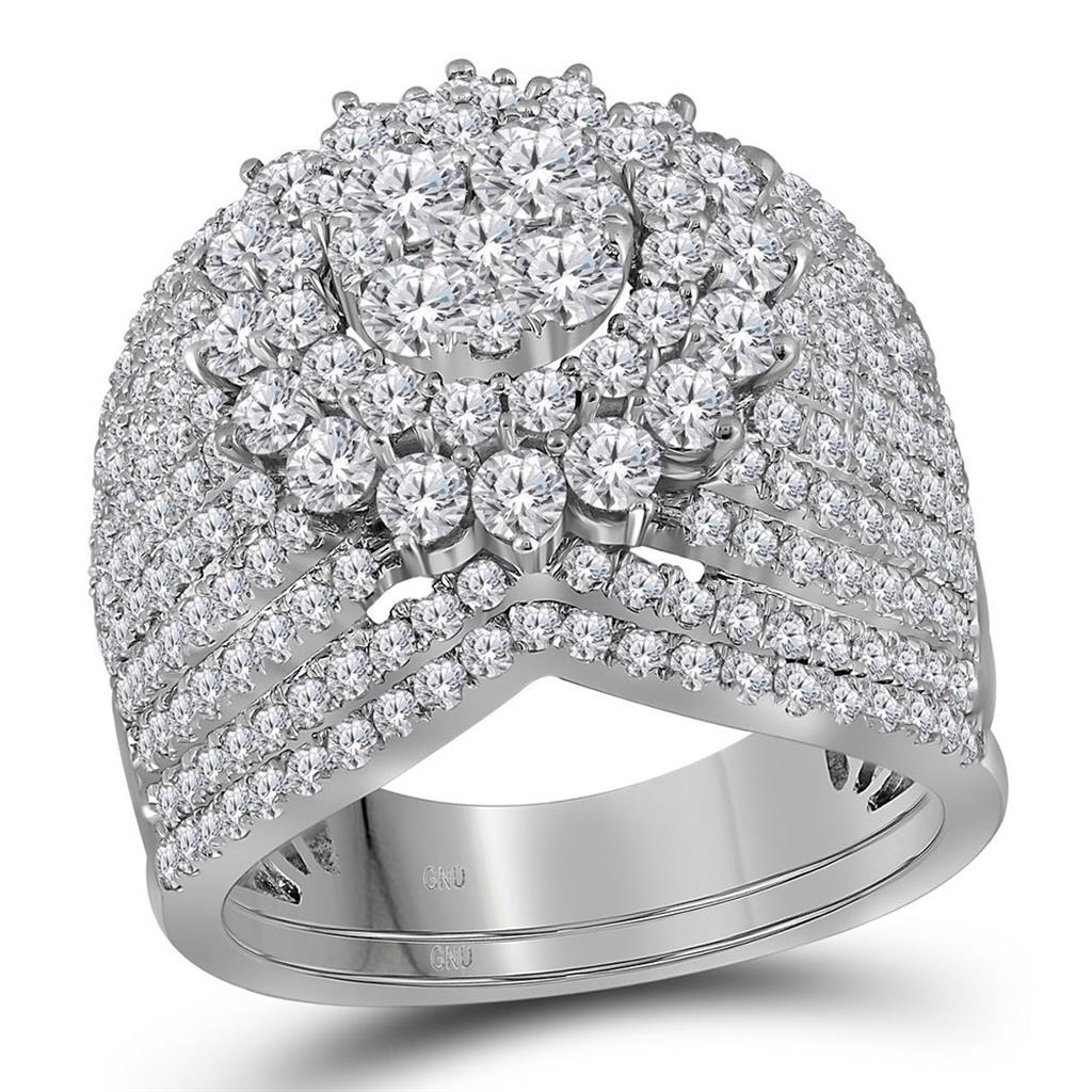 14k White Gold Round Diamond Bridal Wedding Ring Set 3 Cttw
