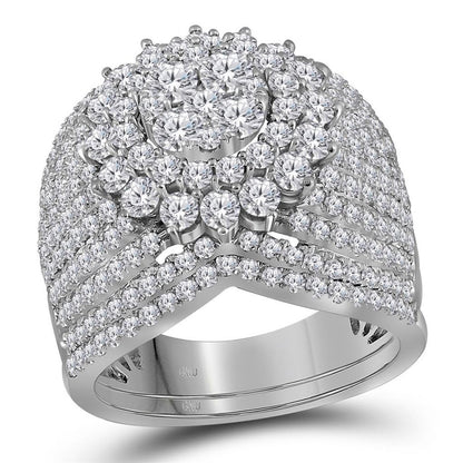 14k White Gold Round Diamond Bridal Wedding Ring Set 3 Cttw