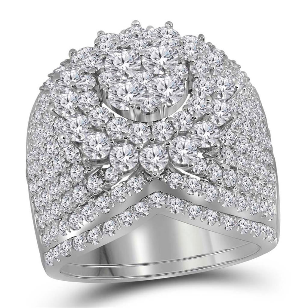 14k White Gold Round Diamond Bridal Wedding Ring Set 3-3/4 Cttw