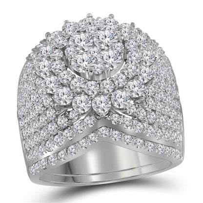 14k White Gold Round Diamond Bridal Wedding Ring Set 3-3/4 Cttw