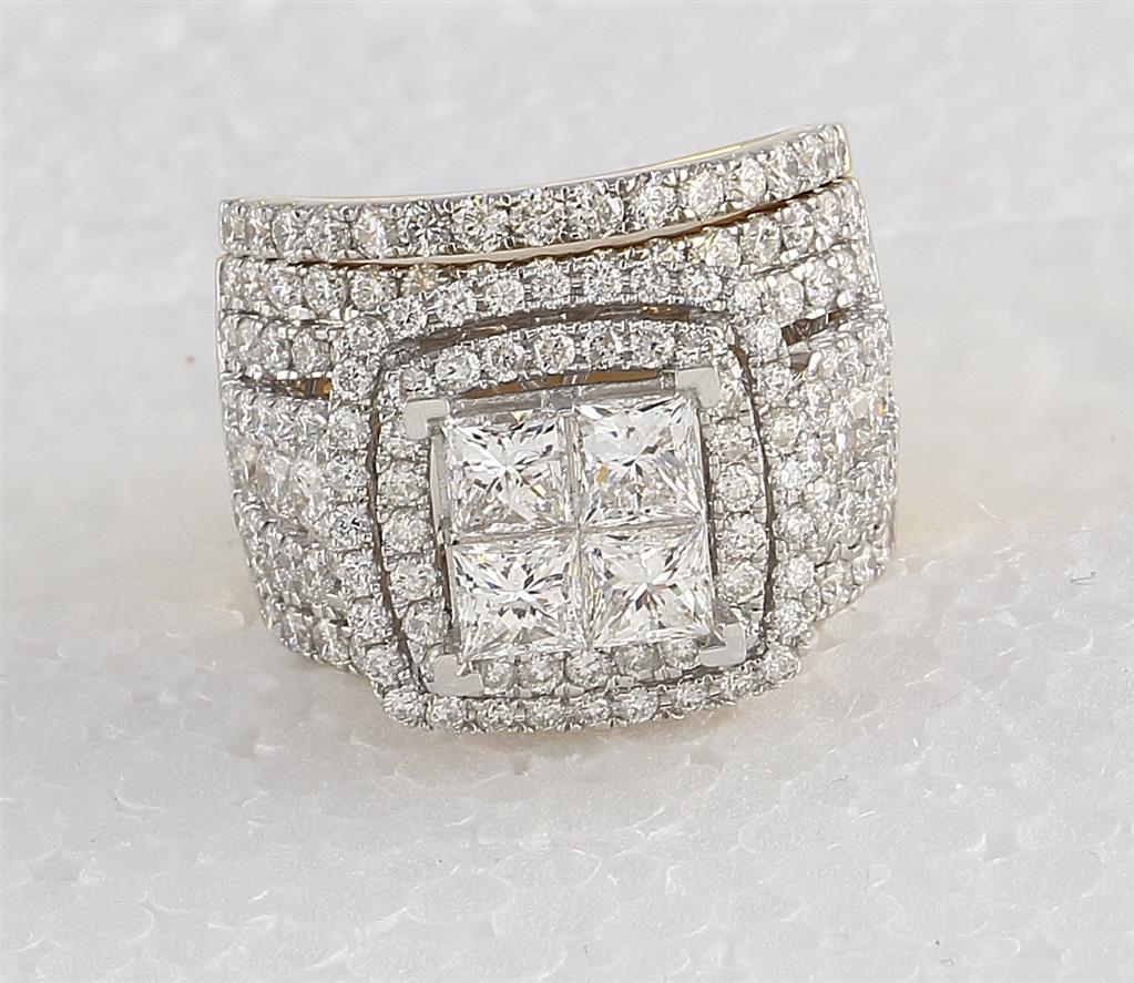 14k Yellow Gold Princess Diamond Bridal Wedding Ring Set 4-1/2 Cttw