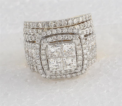 14k Yellow Gold Princess Diamond Bridal Wedding Ring Set 4-1/2 Cttw