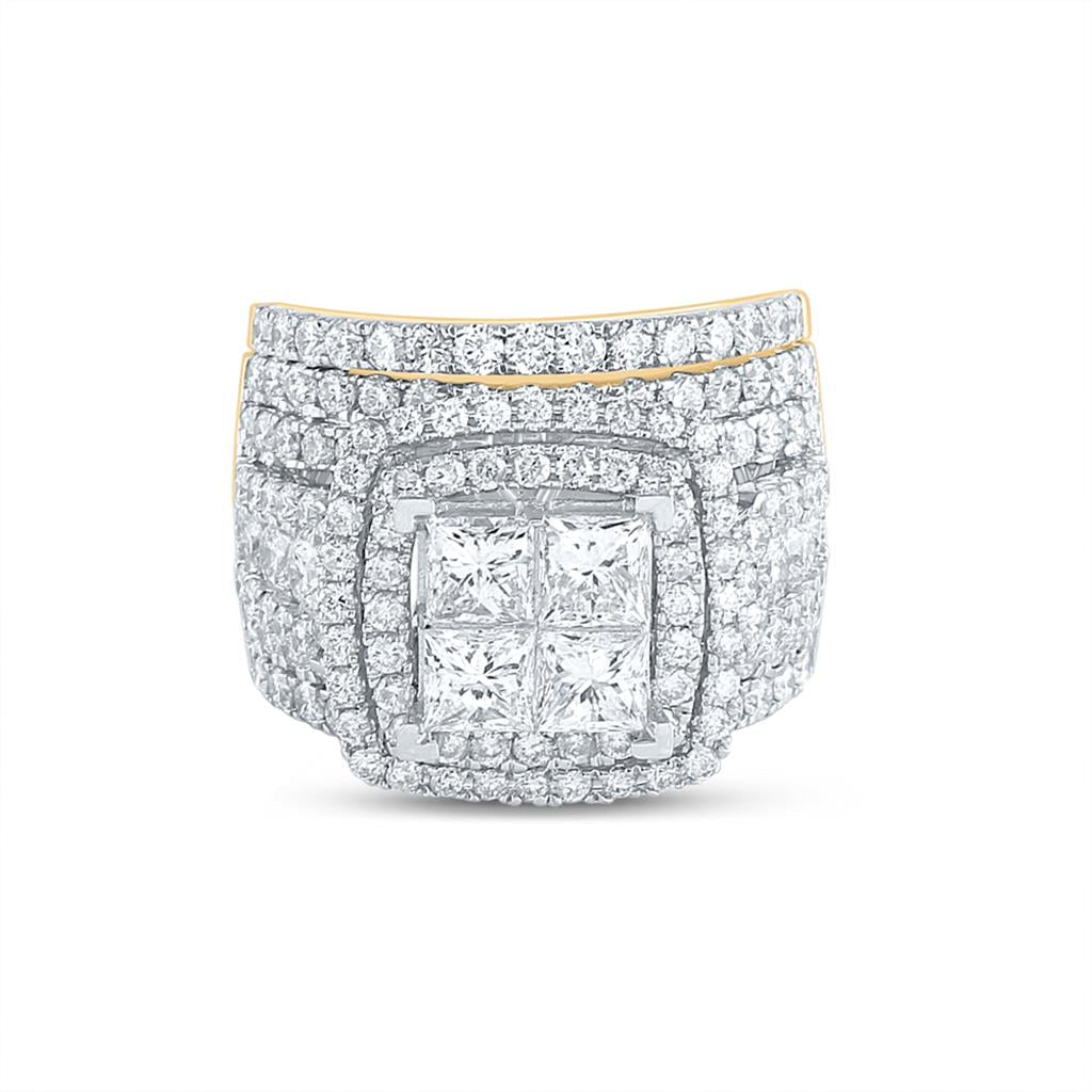 14k Yellow Gold Princess Diamond Bridal Wedding Ring Set 4-1/2 Cttw