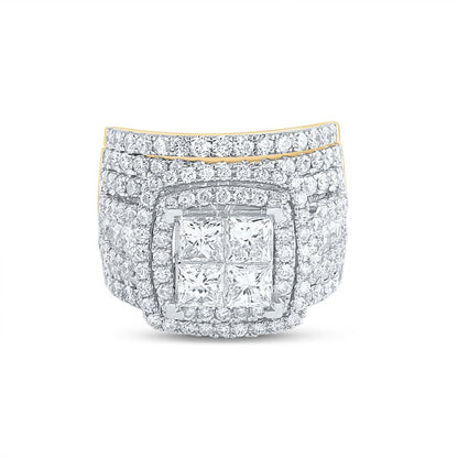 14k Yellow Gold Princess Diamond Bridal Wedding Ring Set 4-1/2 Cttw