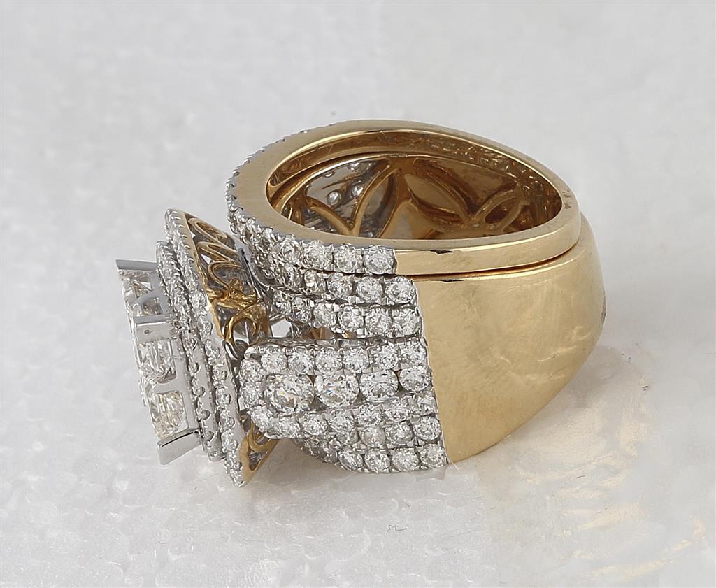 14k Yellow Gold Princess Diamond Bridal Wedding Ring Set 4-1/2 Cttw