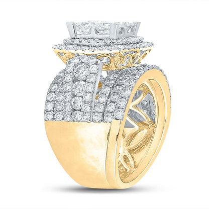 14k Yellow Gold Princess Diamond Bridal Wedding Ring Set 4-1/2 Cttw