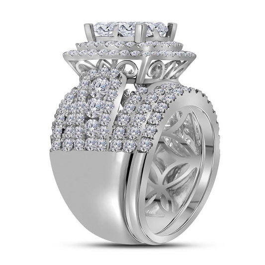 14k White Gold Princess Diamond Bridal Wedding Ring Set 4-1/2 Cttw