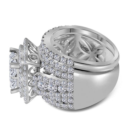 14k White Gold Princess Diamond Bridal Wedding Ring Set 4-1/2 Cttw