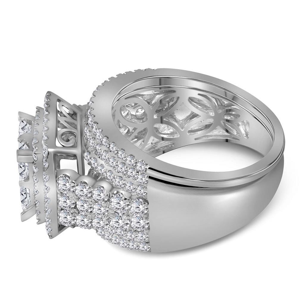 14k White Gold Princess Diamond Halo Bridal Wedding Ring Set 3 Cttw