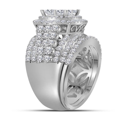 14k White Gold Princess Diamond Bridal Wedding Ring Set 3-3/4 Cttw