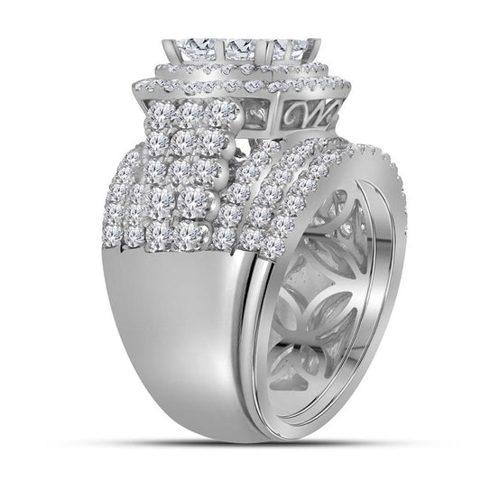 14k White Gold Princess Diamond Bridal Wedding Ring Set 3-3/4 Cttw