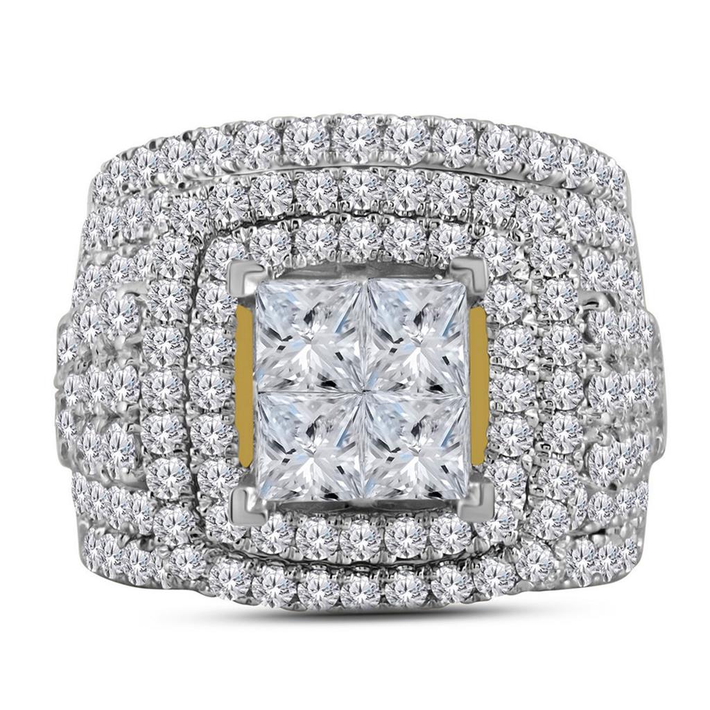 14k Yellow Gold Princess Diamond Bridal Wedding Ring Set 5 Cttw
