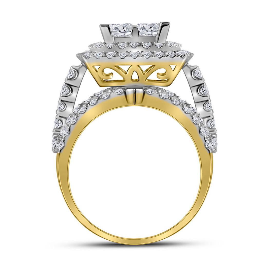 14k Yellow Gold Princess Diamond Bridal Wedding Ring Set 5 Cttw