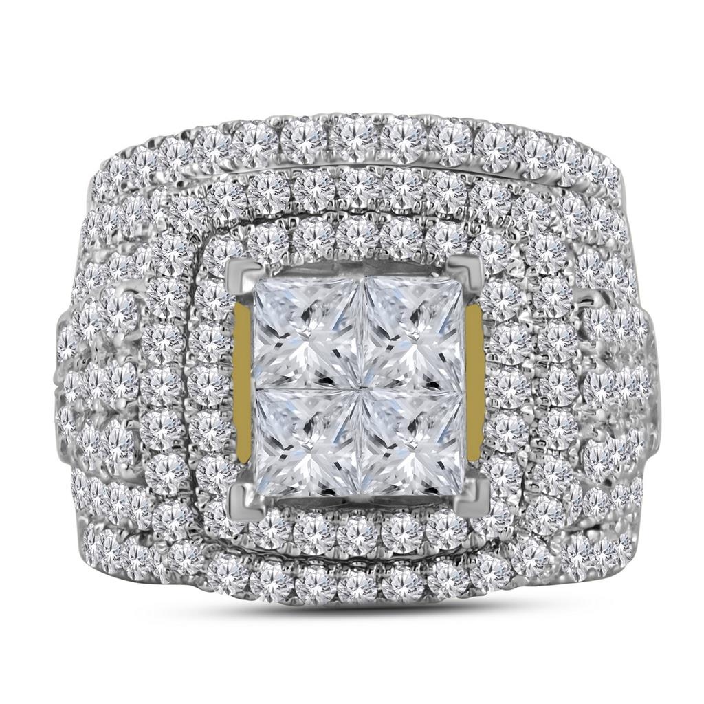 14k Yellow Gold Princess Diamond Bridal Wedding Ring Set 5 Cttw
