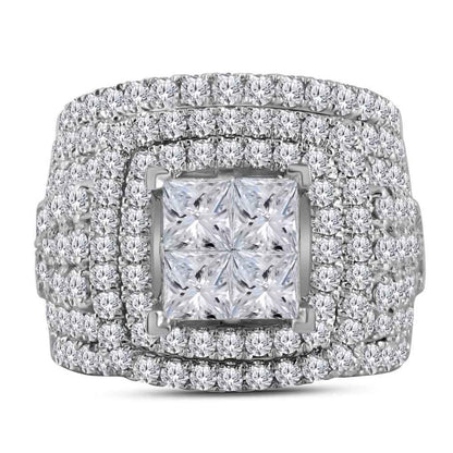 14k White Gold Princess Diamond Bridal Wedding Ring Set 5 Cttw