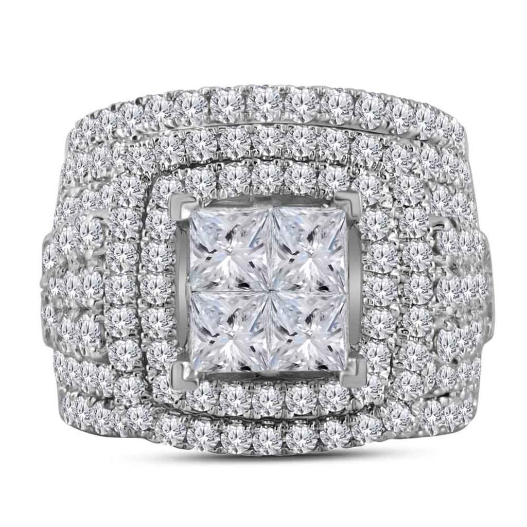 14k White Gold Princess Diamond Bridal Wedding Ring Set 5 Cttw
