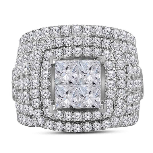 14k White Gold Princess Diamond Bridal Wedding Ring Set 5 Cttw