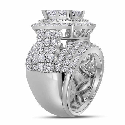 14k White Gold Princess Diamond Bridal Wedding Ring Set 5 Cttw