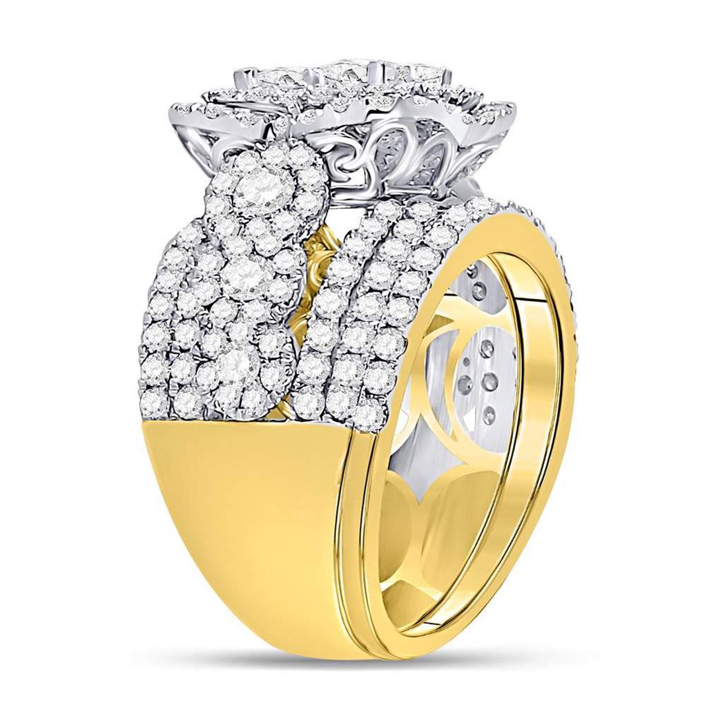 14k Yellow Gold Princess Diamond Bridal Wedding Ring Set 4 Cttw