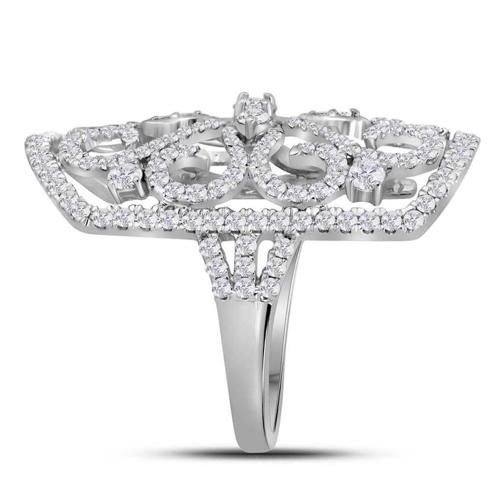 14k White Gold Round Diamond Vintage-style Knuckle Band Ring 1-5/8 Cttw