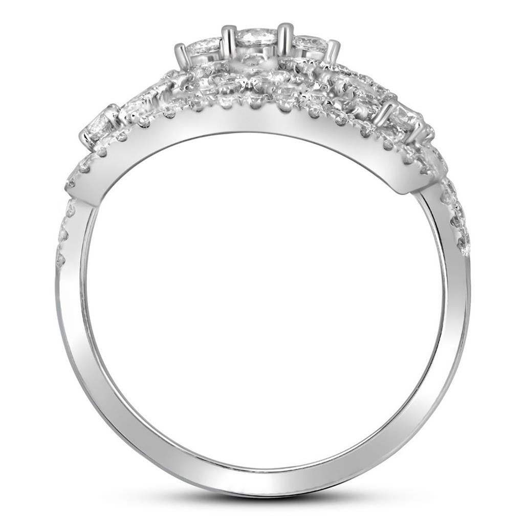 14k White Gold Round Diamond Vintage-style Knuckle Band Ring 1-5/8 Cttw