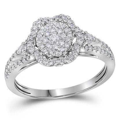 14k White Gold Diamond Bridal Engagement Ring 5/8 Cttw
