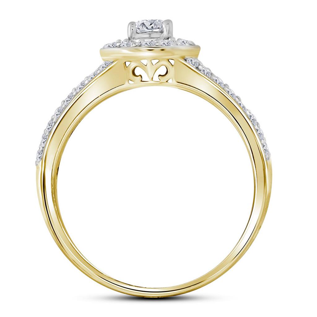 14k Yellow Gold Diamond Round Bridal Wedding Ring Set 1 Cttw (Certified)