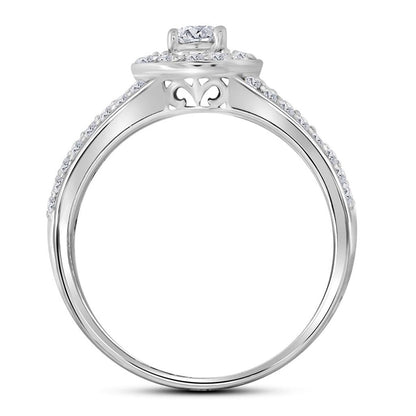 14k White Gold Round Diamond Bridal Wedding Ring Set 1 Cttw (Certified)