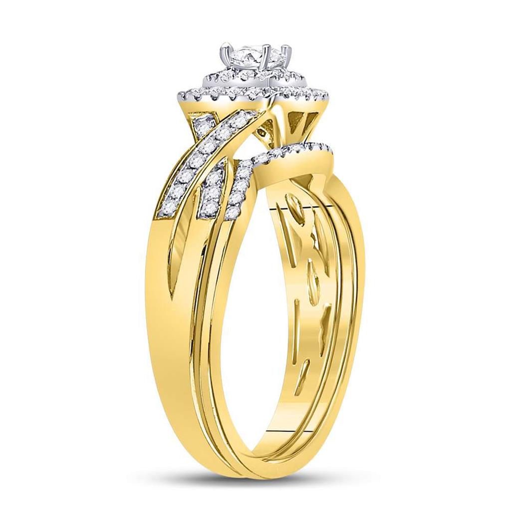 14k Yellow Gold Princess Diamond Bridal Wedding Ring Set 1/2 Cttw