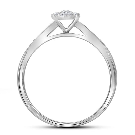 14k White Gold Round Diamond Slender Halo Bridal Wedding Ring Set 1/2 Cttw