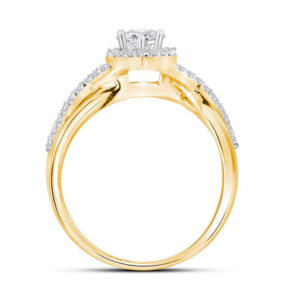 14k Yellow Gold Heart Diamond Bridal Wedding Ring Set 7/8 Cttw (Certified)