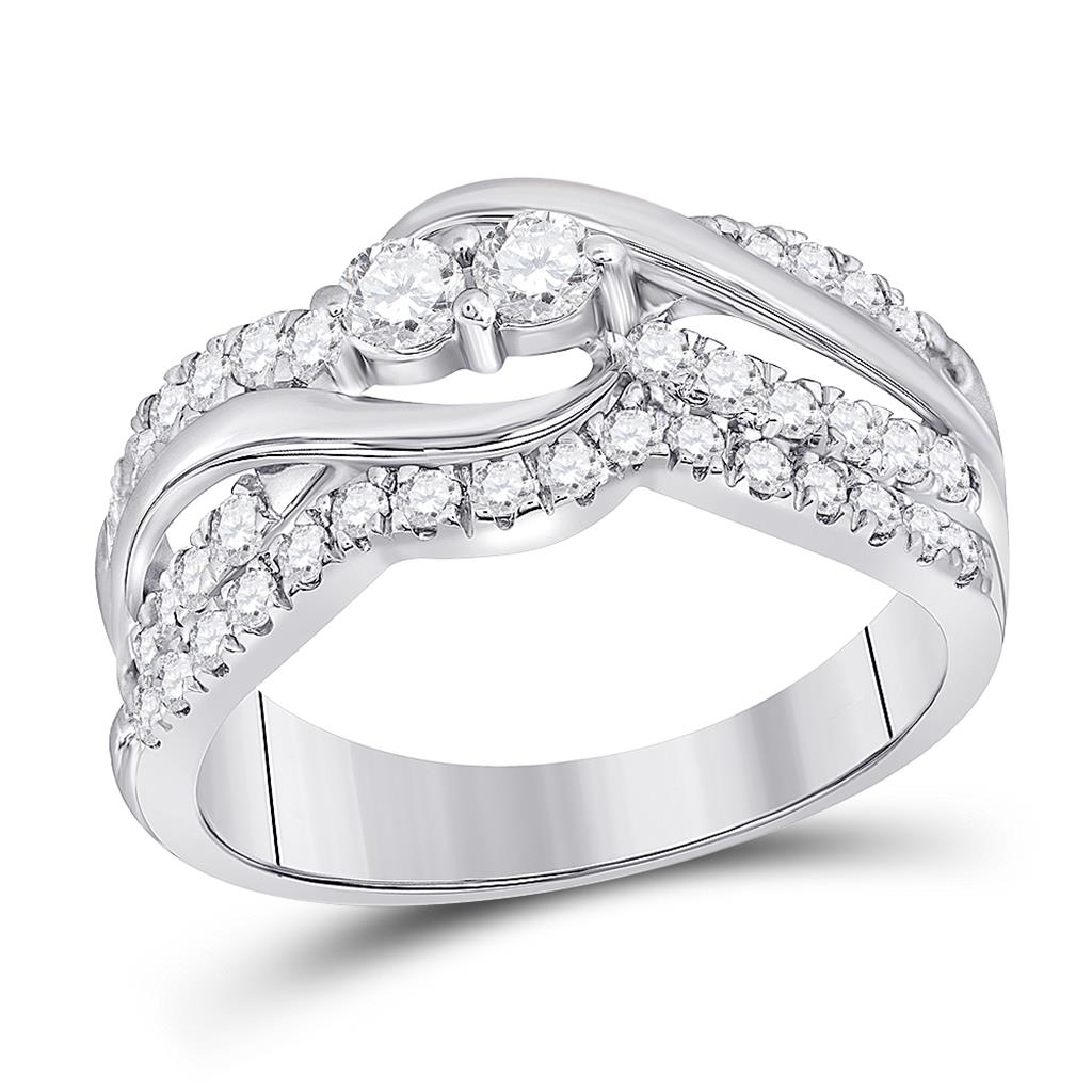14k White Gold Round Diamond Bridal Wedding Ring Set 3/4 Ctw (Certified)