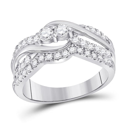 14k White Gold Round Diamond Bridal Wedding Ring Set 3/4 Ctw (Certified)