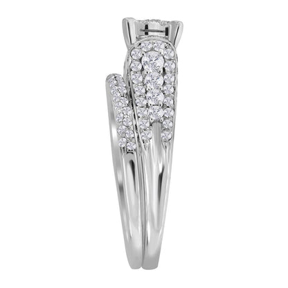 14k White Gold Round Diamond Bridal Wedding Ring Set 1-1/3 Cttw