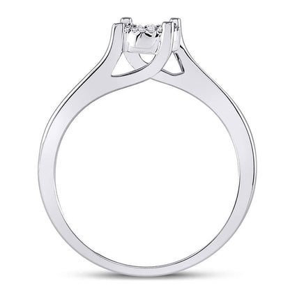 14k White Gold Round Diamond Cluster Bridal Engagement Ring 1/8 Cttw