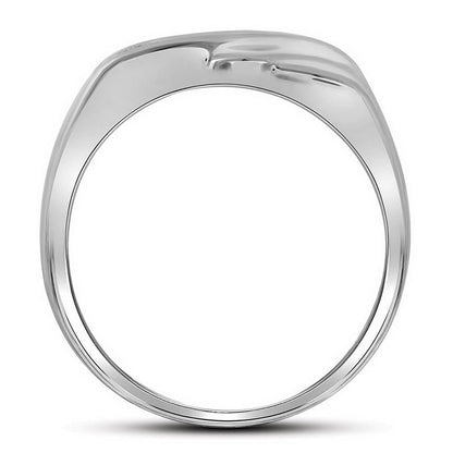 14k White Gold Round Diamond Diagonal Single Row Wedding Band Ring 1/8 Cttw