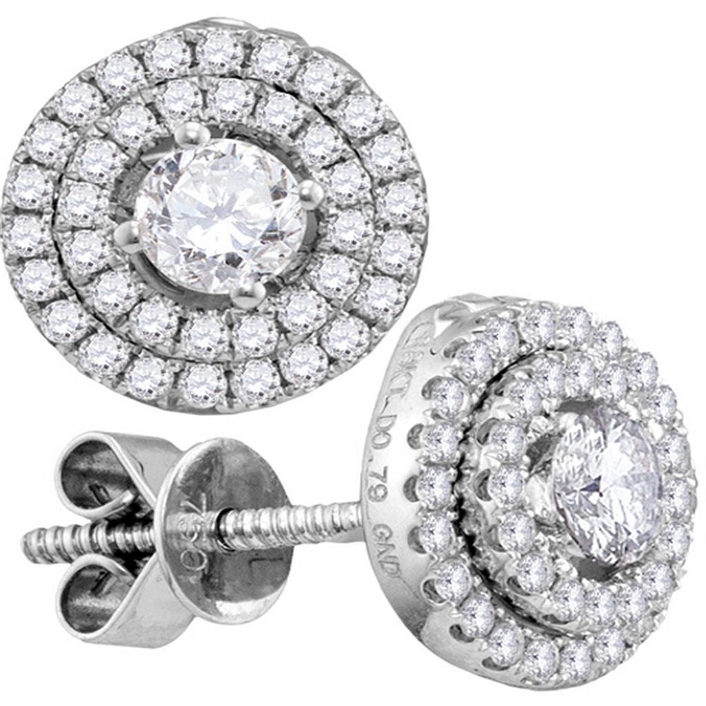 18k White Gold Round Diamond Convertible Circle Dangle Jacket Earrings 3/4 Cttw
