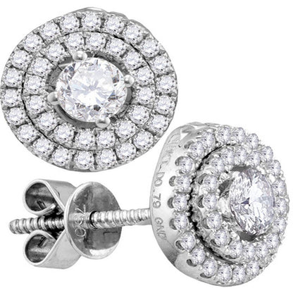 18k White Gold Round Diamond Convertible Circle Dangle Jacket Earrings 3/4 Cttw