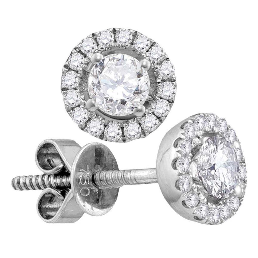 18k White Gold Round Diamond Convertible Circle Dangle Jacket Earrings 3/4 Cttw