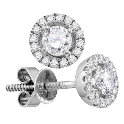 18k White Gold Round Diamond Convertible Circle Dangle Jacket Earrings 3/4 Cttw