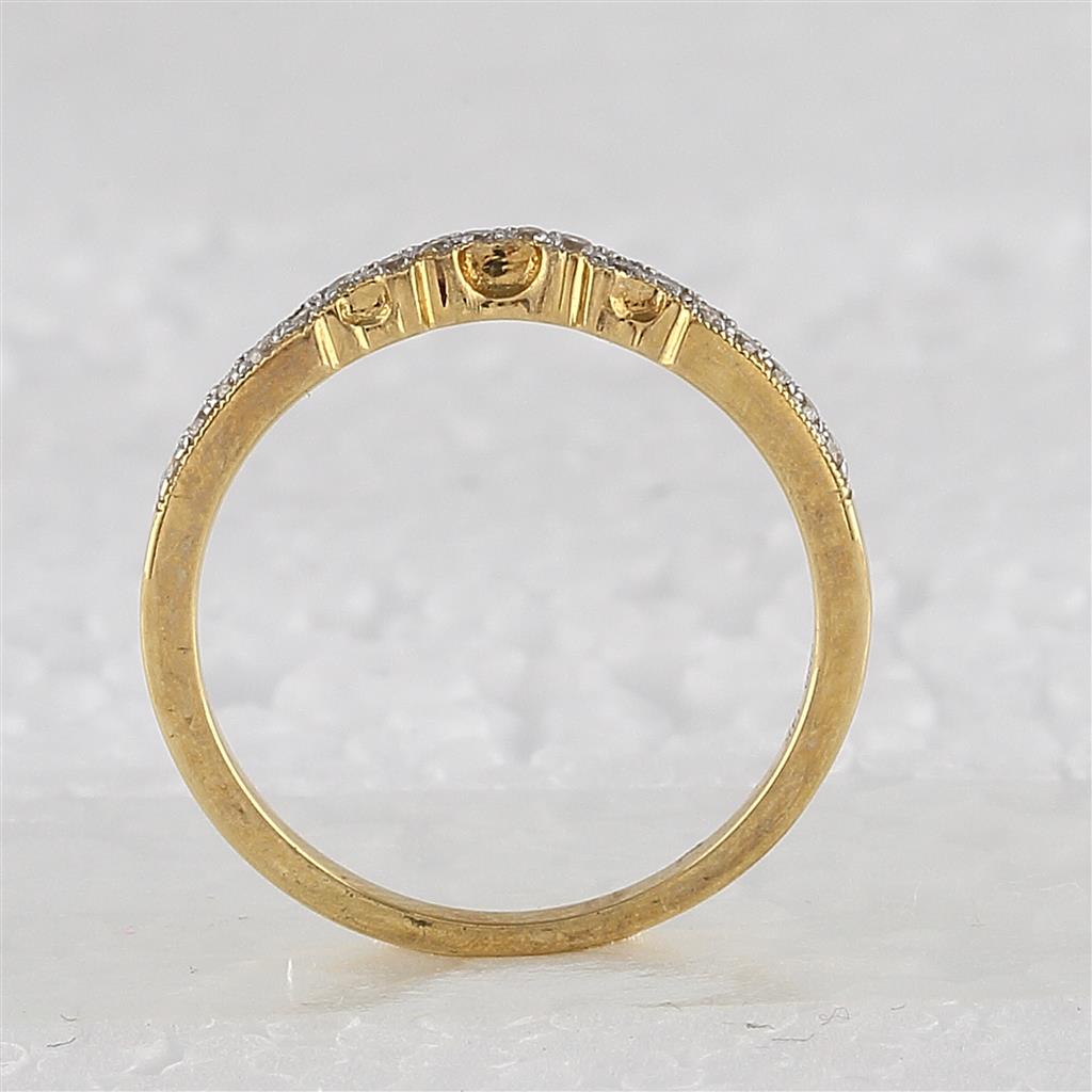 14k Yellow Gold Round Diamond 3-Stone Bridal Wedding Ring Set 1 Cttw