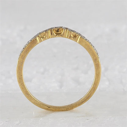14k Yellow Gold Round Diamond 3-Stone Bridal Wedding Ring Set 1 Cttw