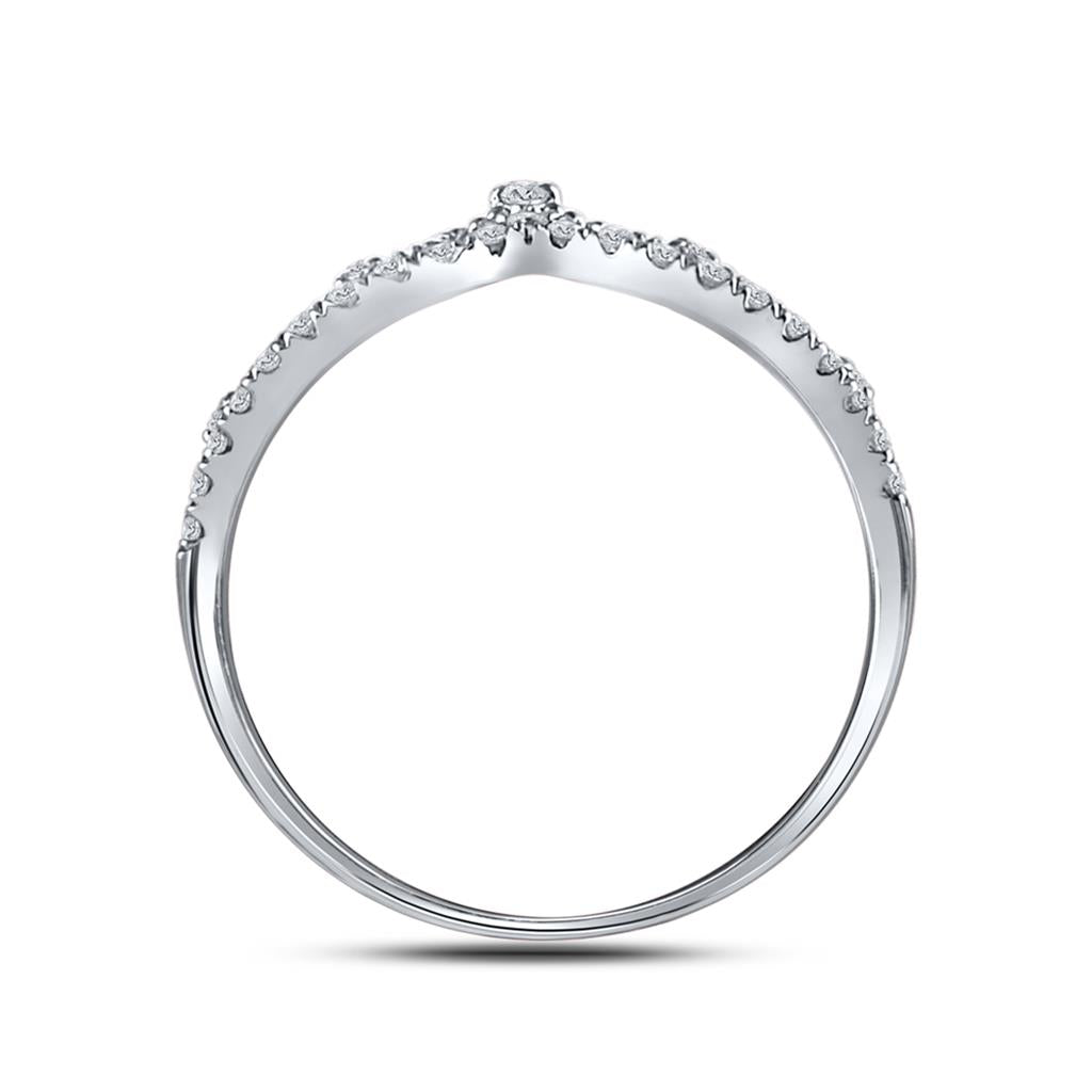14kt White Gold Round Diamond Crown Tiara Fashion Band Ring 1/5 Cttw