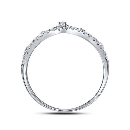 14kt White Gold Round Diamond Crown Tiara Fashion Band Ring 1/5 Cttw