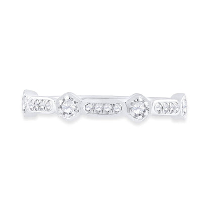 14k White Gold Round Diamond Stackable Band Ring 1/5 Cttw