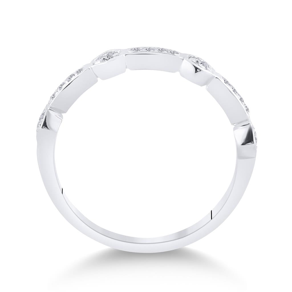 14k White Gold Round Diamond Stackable Band Ring 1/5 Cttw