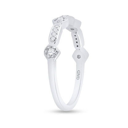 14k White Gold Round Diamond Stackable Band Ring 1/5 Cttw