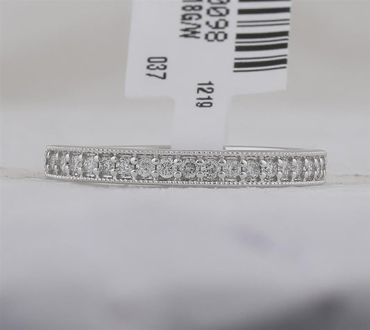 14k White Gold Round Diamond Single Row Wedding Band 1/4 Cttw